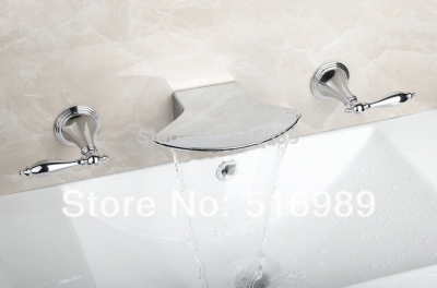 good quality hatchet shape wall mounted 3 pcs chrome bathtub faucet set 23h