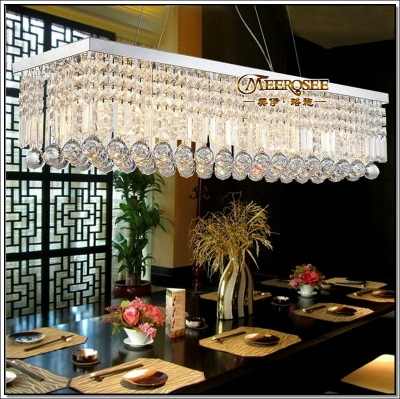 long size rectangle crystal pendant light fitting crystal dining light suspension lamp for dining room, bedroom, meetin [modern-light-6709]