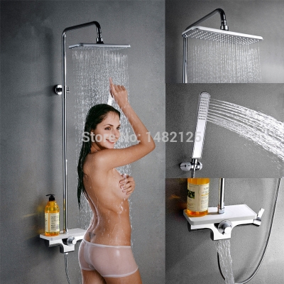 luxurious solid brass wall mounted bathroom thermostatic shower faucet mixer taps [free-shipping-3304]