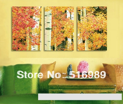 modern 3 pcs huge wall autumn on canvas decorative oil painting art bree9