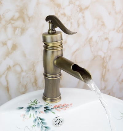 new antique finish bathroom brass& single handles basin sink faucet mixer taptree306 [antique-brass-1209]