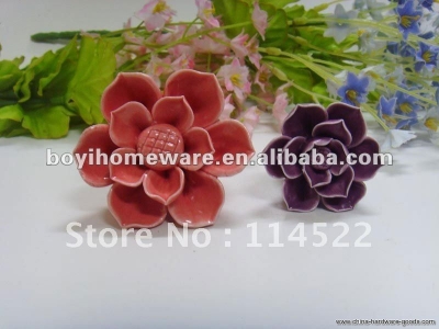 nice handmade ceramic flower knobs cute knobs whole and retail discount 200pcs/lot mg-7 [Door knobs|pulls-1144]