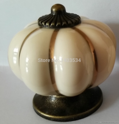 pumpkin ceramic knob beige single hole knob zinc alloy kitchen furniture knob drawer knob [Door knobs|pulls-905]