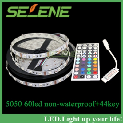 rgb led strip 5m 60led 5050 smd non-aterproof +44 key mini ir remote controller flexible light led tape home decoration lamps