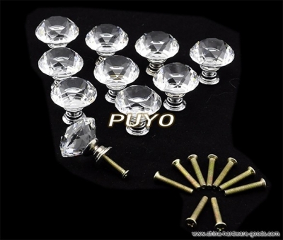 s new fashion 10pcs 30mm diamond shape crystal glass knob cupboard drawer wardrobe pull handles tk0646 [Door knobs|pulls-381]