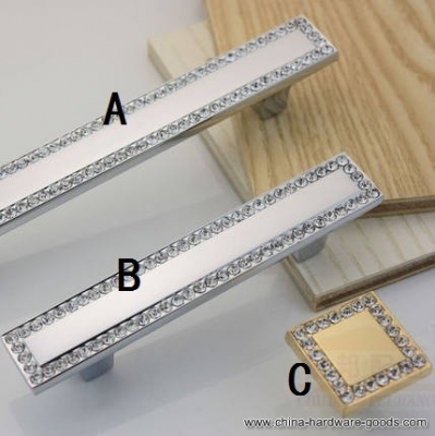 silver diamond crystal handle modern drawer pull