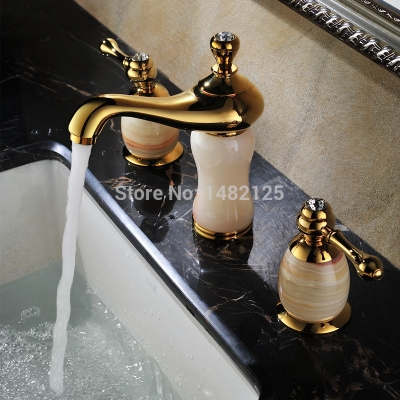 unique design marble stone wide spread basin faucet