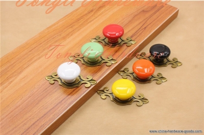 10 pcs/lot 7 color kids ceramic door with bronze base knob/handle/pull for cabinet, locker and drawer,