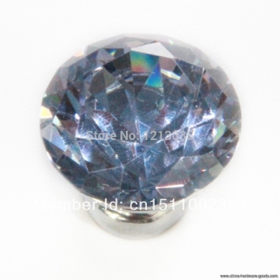 10pcs blue 30mm diamond shape crystal glass cabinet knob cupboard drawer pull handle