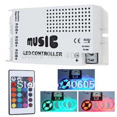 10set/lot 12-24v 24 keys wireless ir remote control led music sound control rgb led controller dimmer for rgb led strips [led-controller-4930]