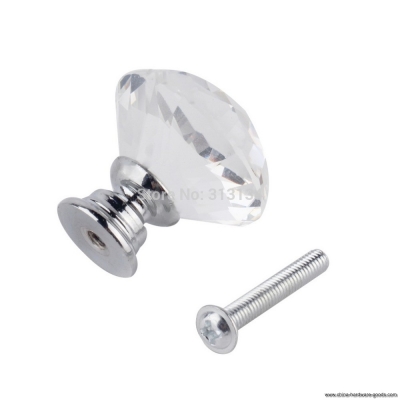 1pc 30mm clear crystal glass door knob + screw for cabinet drawer home furniture hardware kitchen cupboard pull handle [Door knobs|pulls-814]