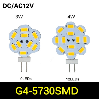 1pcs ac / dc 12v 5730 smd g4 led crystal lamp 3w 4w chandelier flower bulb,9leds,12leds, light & lighting [g4-base-type-series-3331]