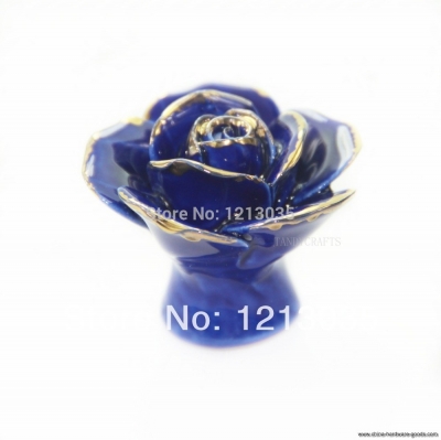 2pcs handmade blue rose gold lace ceramic bedroom cabinet cupboard drawer knobs pull handles [Door knobs|pulls-934]