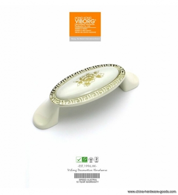 (4 pieces) viborg ceramic+zinc alloy cupboard cabinet door handles pulls knobs, drawer handles pulls knobs, ivory white, tk-905b