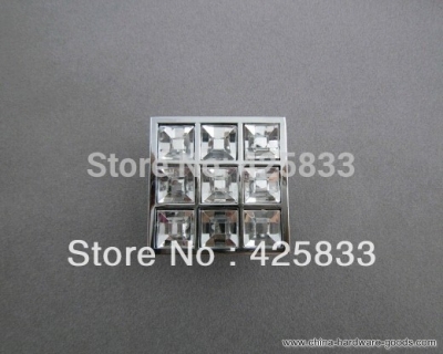 8pcs square crystal & zinc alloy furniture glass cabinet knobs handles door knob dressers drawer pulls [Door knobs|pulls-1042]
