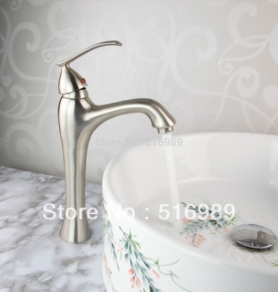 brushed nickel single handle sink mixer tap brushed nickel waterfall bathroom basin faucet fashion style n2