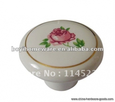 ceramic rose door knob ceramic handle whole and retail discount 100pcs/lot p02-1