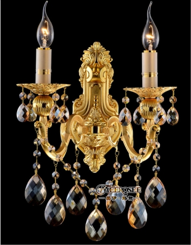 classical style traditional crystal wall sconce light gold wall lamp md8675
