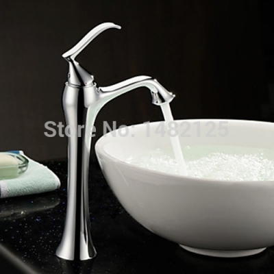 contemporary brass single handle bathroom vessel sink faucet