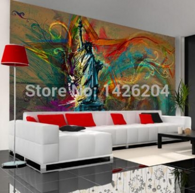 customize any size large mural wallpaper, the statue of liberty personality abstract retro graffiti large murals [3d-large-murals-wallpaper-725]