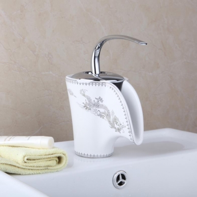 e-pak perfect beautiful pattern single handle single hole waterfall ceramic spout l92686/2 bathroom basin sink faucet