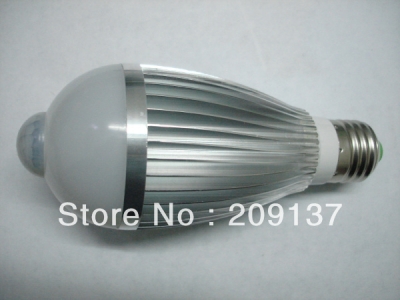 e27 b22 7w led motion sensor light lamp bulb 700lumen 85v--260v 5pcs/lot [led-bulb-4606]