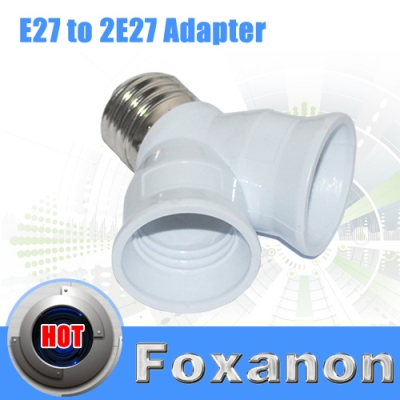 foxanon brand e27 to 2 e27 light lamp bulb adapter converte 2e27 lamp holder converter led corn ure 10pcs/lot