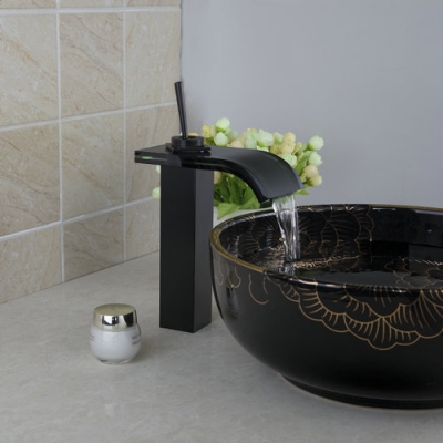 hello black waterfall bathroom painting 92477 single handle deck mounted sink basin torneira tap mixer faucet