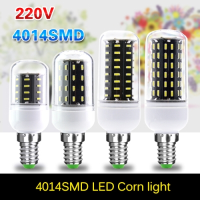 high luminous flux 4014 smd led corn bulb spotlight chandelier 36led 56led 72led 92led e14 220v led lamp light lampadas de led