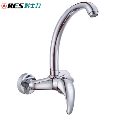 kes l6300 solid brass single lever kitchen sink faucet wall mount two-hole installation, chrome [kitchen-faucet-4124]
