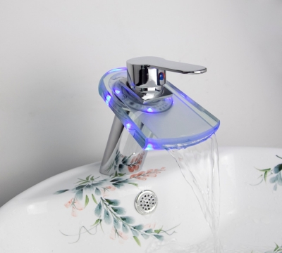 led bathroom waterfall faucet basin mixer tap hf-08026 [led-faucet-5495]