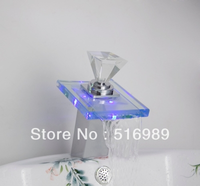 led colour changing modern chrome bathroom waterfall faucet basin sink mixer tap tree481 [led-faucet-5500]