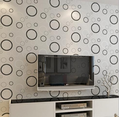 modern black and white circle wallpaper roll for living room bedroom,dining room tv backdrop wall paper [wallpaper-roll-9381]