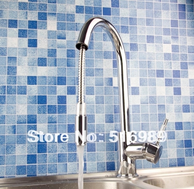 new chrome one hole single handle pullout spray deck mounted kitchen faucet mak13 [pull-out-amp-swivel-kitchen-8086]