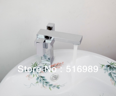 new tall glass double handles chrome faucet wash basin sink mixer chrome tap wg-089 [bathroom-mixer-faucet-1900]