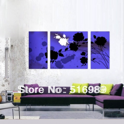 purple 3 pic oil painting on canvas home pure decor beautiful oil painting wall art wonderful bree 003