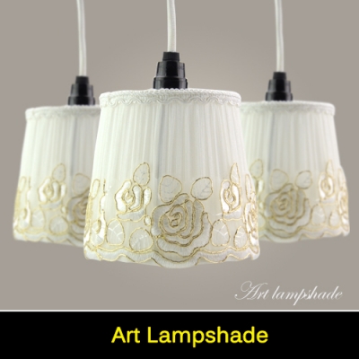 romantic fabric lampshade pendant light art decoration lamp cover e14 base ac 220v