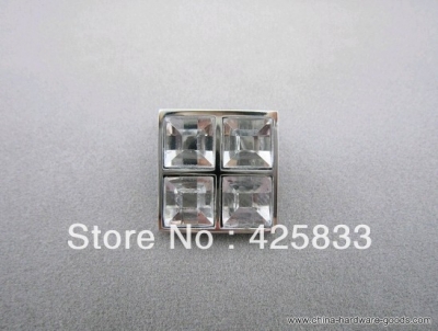 single square crystal& zinc alloy glass furniture kitchen cabinets handles door knobs dressers knob drawer pulls [Door knobs|pulls-287]