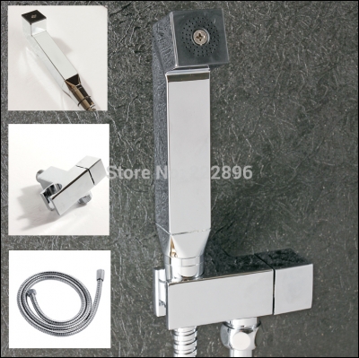 solid brass chrome shattaf women hand held bidet shower set / portable bidet spray faucet with 1.5m hose lanos