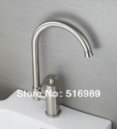swivel modern kitchen basin sink faucet brushed nickel mixer tap kkk17 [kitchen-mixer-bar-4424]