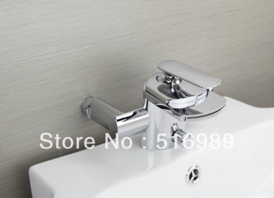 wall mount bathtub heldhead waterfall spout + faucet emperor chrome bathroom basin rotatable sink mixer tap ln061627 [bathroom-mixer-faucet-2016]