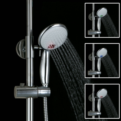 water power chrome handheld shower head round chrome finish multi-color led hand shower dd13