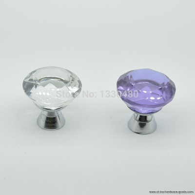 white diamond shaped clear glass crystal cabinet knob 28g high brow design 10pcs diameter 30mm [Door knobs|pulls-1811]