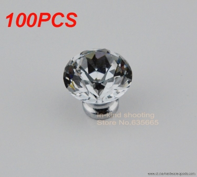 whole 100pcs crystal glass diamond furniture handles hardware drawer knob wardrobe kitchen cabinets cupboard door pull knobs