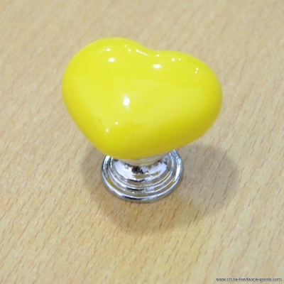 yellow heart-shaped ceramic drawer kitchen cabinet cupboard door handles knobs pulls