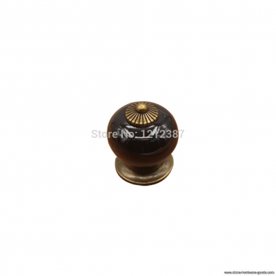1 pair ceramic door locker knob vintage bronze pull drawer cupboard cabinet handles (black) hb88 [Door knobs|pulls-279]