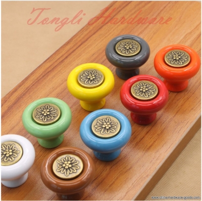 10 pcs/lot 8colors vintage ceramic door knob/handle/pull with carve patterns , for cabinet, locker and drawer,