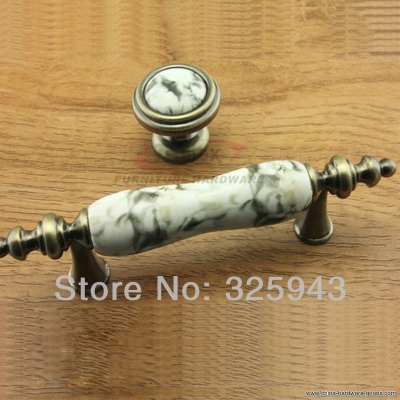 10pcs 75mm ceramic furniture european marbel bronze cabinet kichen door drawer porcelain pull handles and knobs [Door knobs|pulls-779]