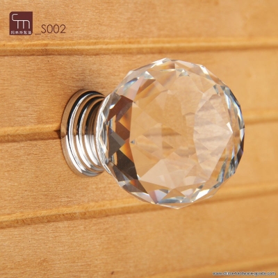 10pcs decorative hardware k9 crystal glass chrome cabinet cupboard door knobs(diameter:30mm) [Door knobs|pulls-2456]