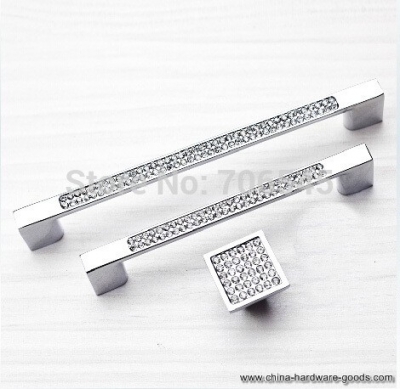 10pcs k9 crystal drawer wardrobe door handles cabinet handle (two holes length=96mm) [Door knobs|pulls-75]